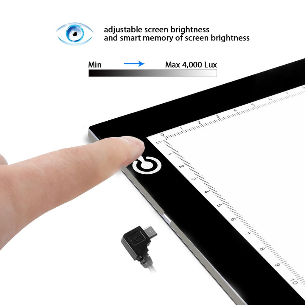 LitEnergy A4 LED 臨摹板燈箱，超薄可調 USB 供電 Artcraft LED 臨摹燈板，適用於紋身轉印、繪畫、直播、素描、動畫、模板製作