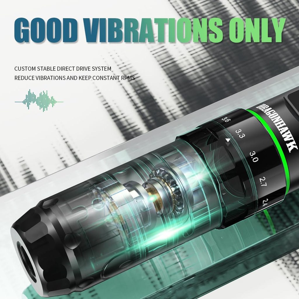 Dragonhawk L3 紋身套裝，無線/有線全套紋身槍套裝，7 種筆畫長度，2 個 2000mAh 電池，帶備用電池 RCA 插孔配件，專業紋身針（適合初學者）