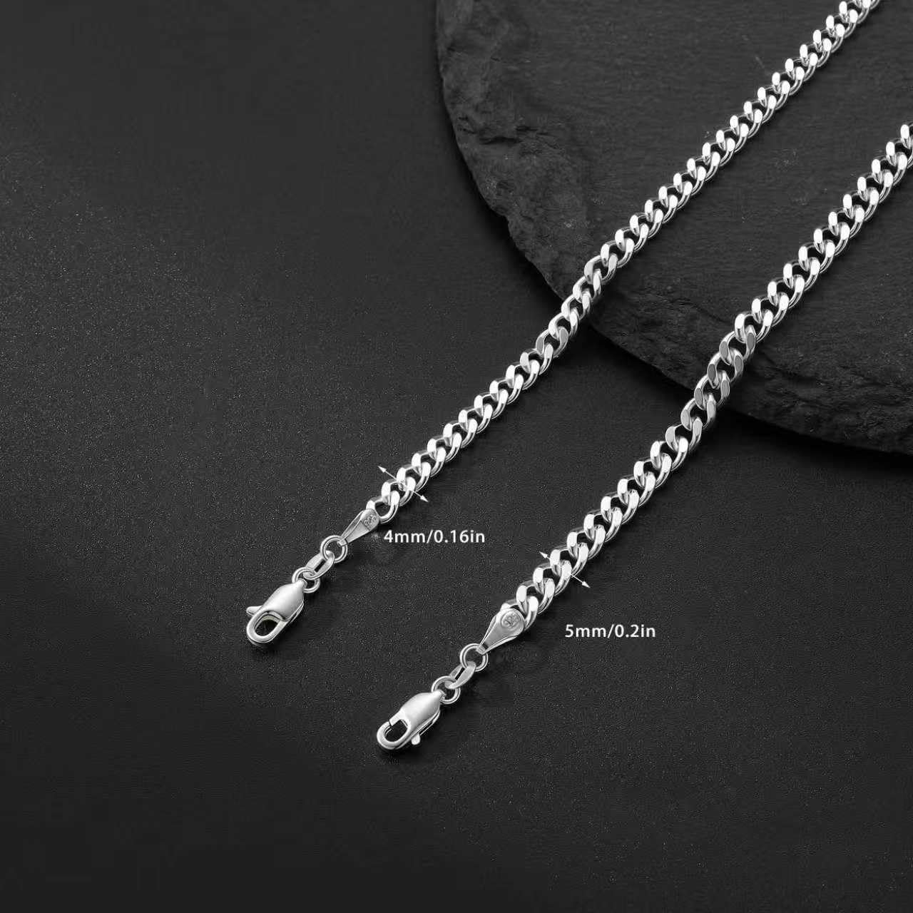 UPFAI Cuban Link Chains for Men, 925 Sterling Silver 5mm Diamond Cut Cuban Link Curb Chain Necklace Jewelry Gift for Men, 20 Inches