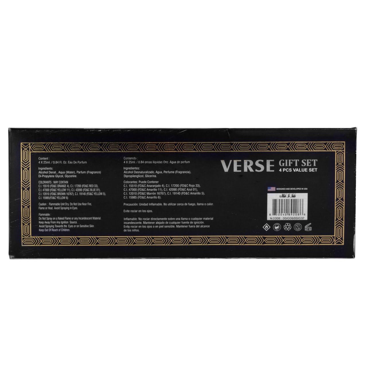 NovoGlow Verse Mini 4-Piece Fragrance Gift Set for Men - Aromatic, Floral, Oriental & Woody Notes - Individually Boxed - Travel Size - 25ml Eau De Parfum