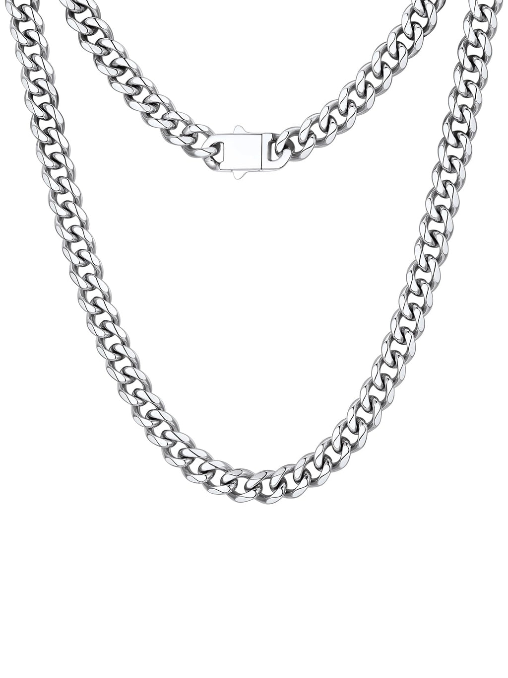 KeyStyle Cuban Link Chain for Men Women, Stainless Steel maimi Cuban Chain Necklace, Trendy Hip Hop Curb Chain Jewelry Gifts,Hypoallergenic & Non Tarnish Mens Chain,9mm Width,24" Length