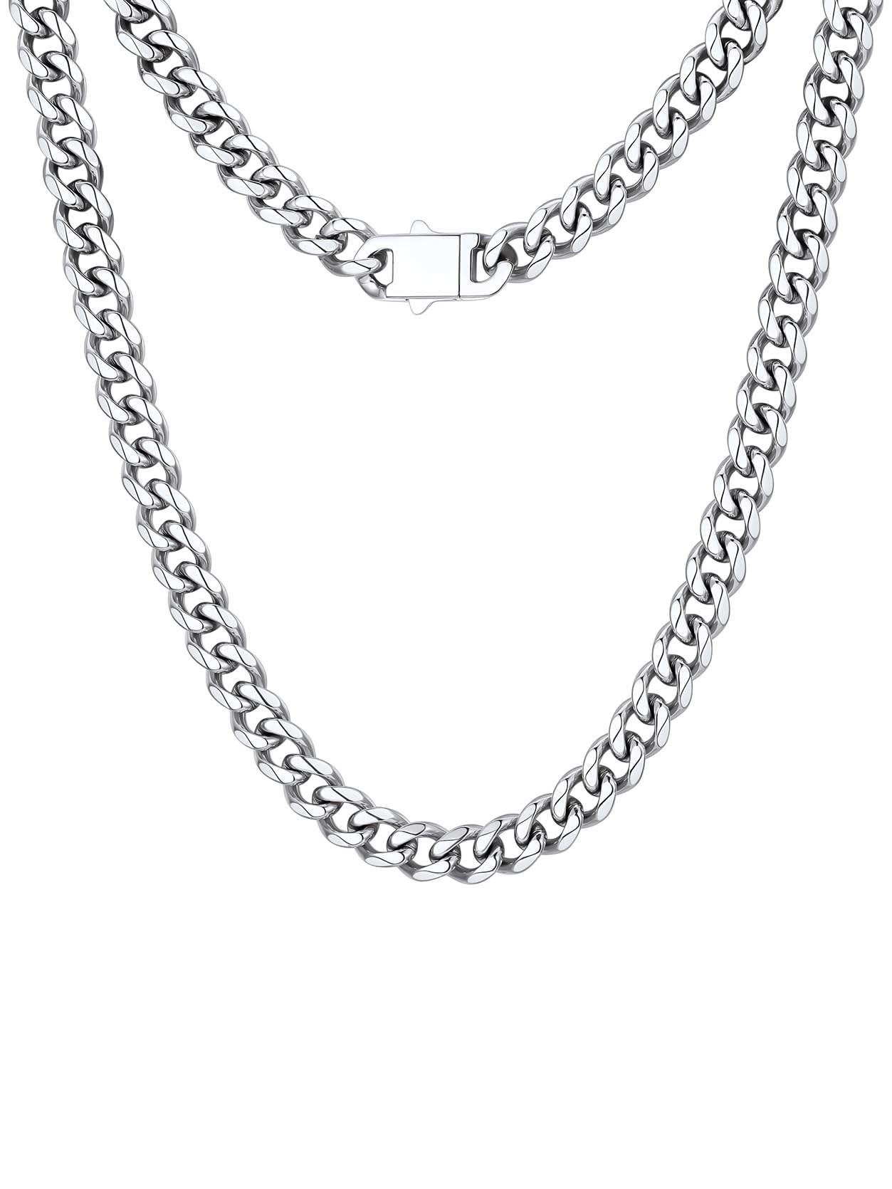 KeyStyle Cuban Link Chain for Men Women, Stainless Steel maimi Cuban Chain Necklace, Trendy Hip Hop Curb Chain Jewelry Gifts,Hypoallergenic & Non Tarnish Mens Chain,9mm Width,24" Length