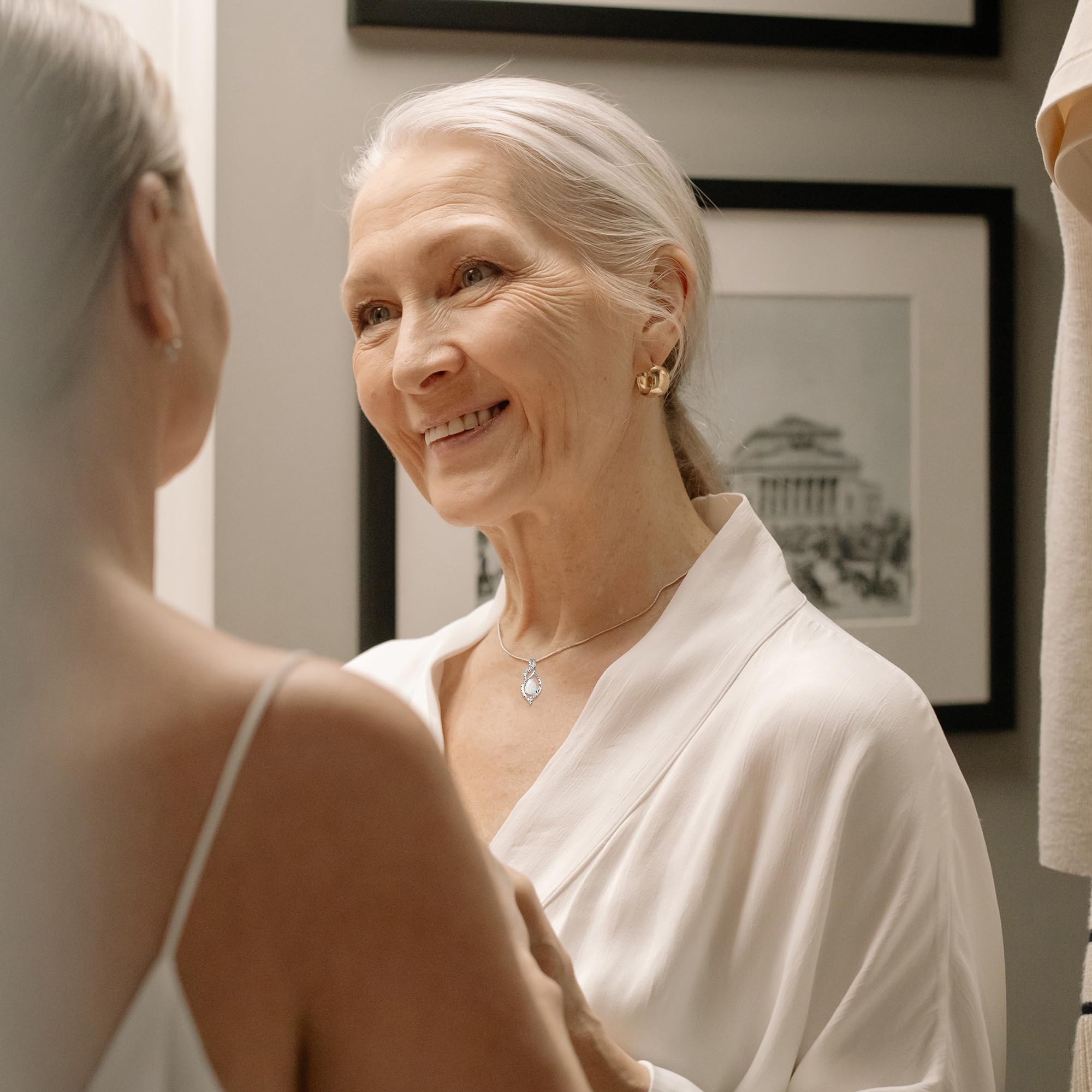 FANCIME October Birthstone Necklace for Women Opal Teardrop Necklace Sterling Silver Infinity Love Birthday Gifts for Mom Women, 16"+2" Inches