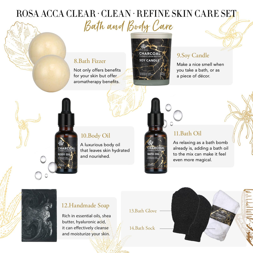 Skin Care Set, 28pcs Body & Facial Kit Gifts for Women & Men includes Face Cream, Bath Oil, Scented Candle, Hyaluronic Acid Face Serum, Facial Skin Care Set, Bath & Body Set, Birthday, Christmas