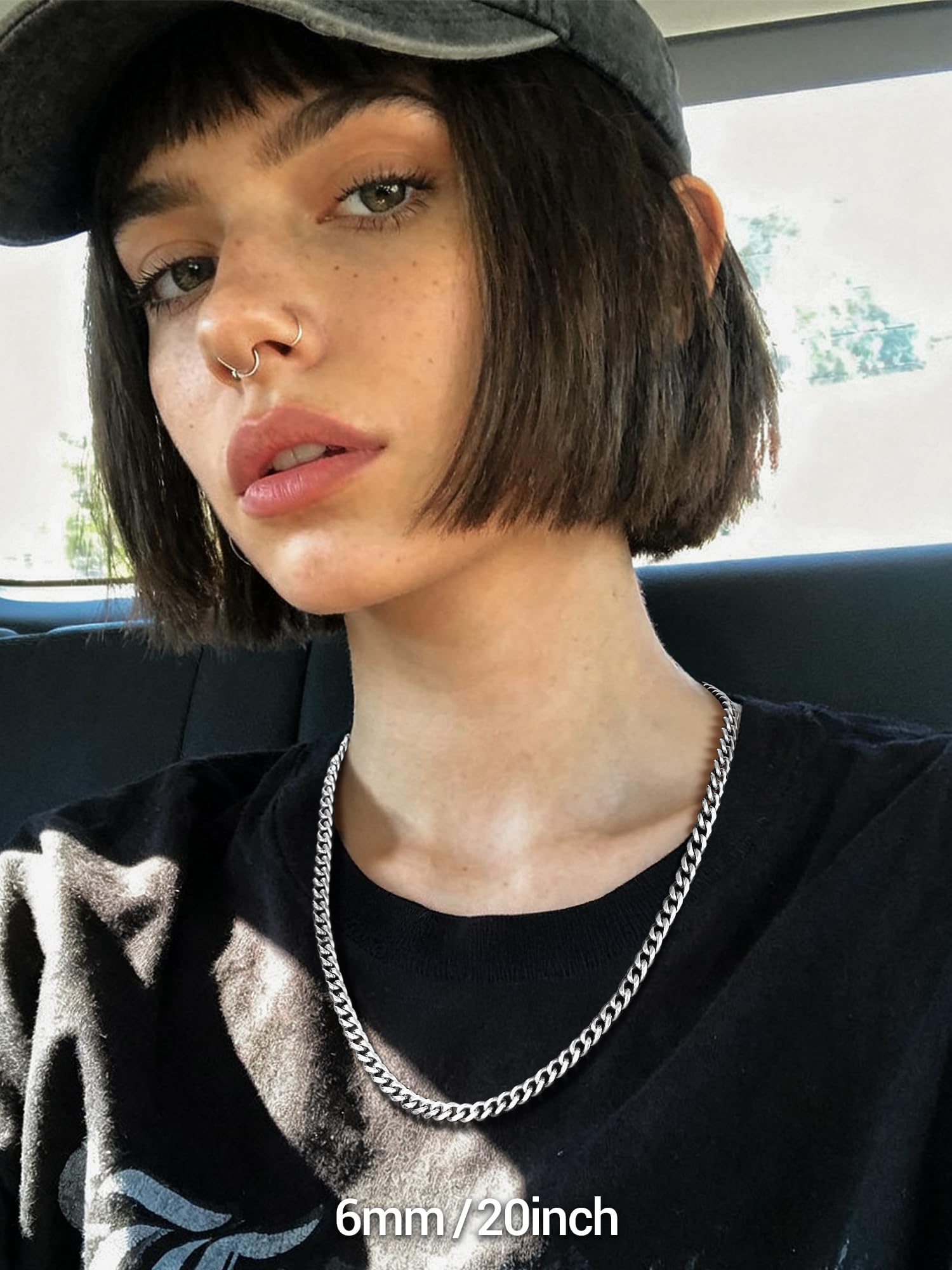 PROSTEEL Cuban Link Chain for Men -316L Stainless Steel Silver Thick 6mm Cuban Link Necklace, Non Tarnish & Waterproof, Durable Chunky Necklace Hip Hop Mens Jewelry 20" with Gift Box