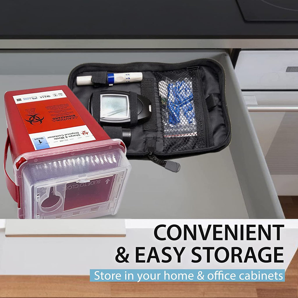 Sharps Containers for Home Use, Needle Disposal, Sharps Disposal, Small Biohazard Containers - 1 Quart