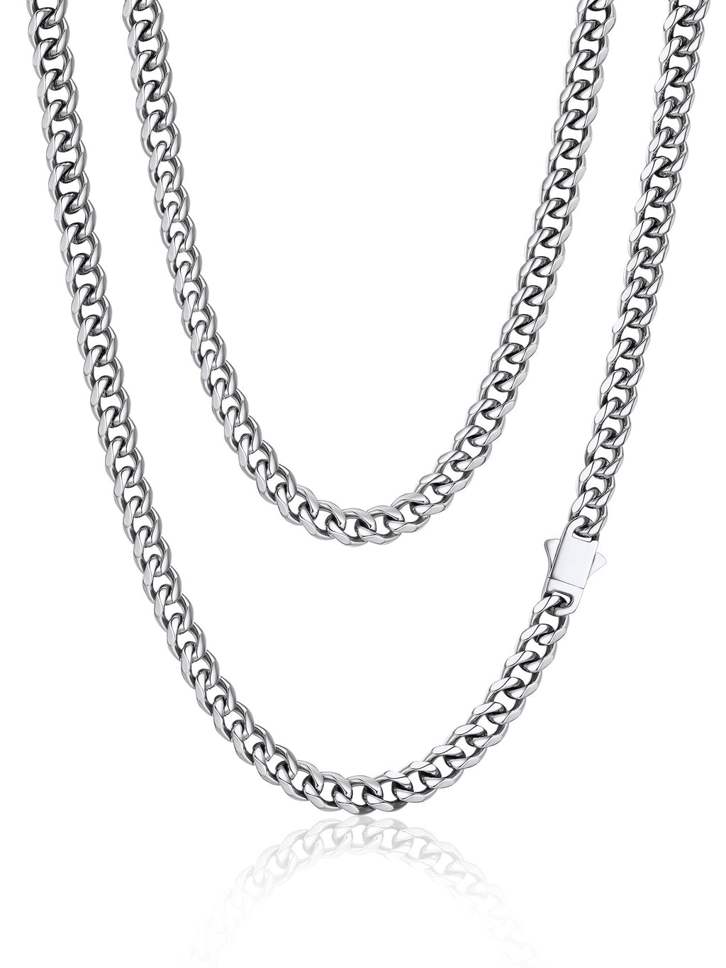 PROSTEEL Cuban Link Chain for Men -316L Stainless Steel Silver Thick 6mm Cuban Link Necklace, Non Tarnish & Waterproof, Durable Chunky Necklace Hip Hop Mens Jewelry 20" with Gift Box