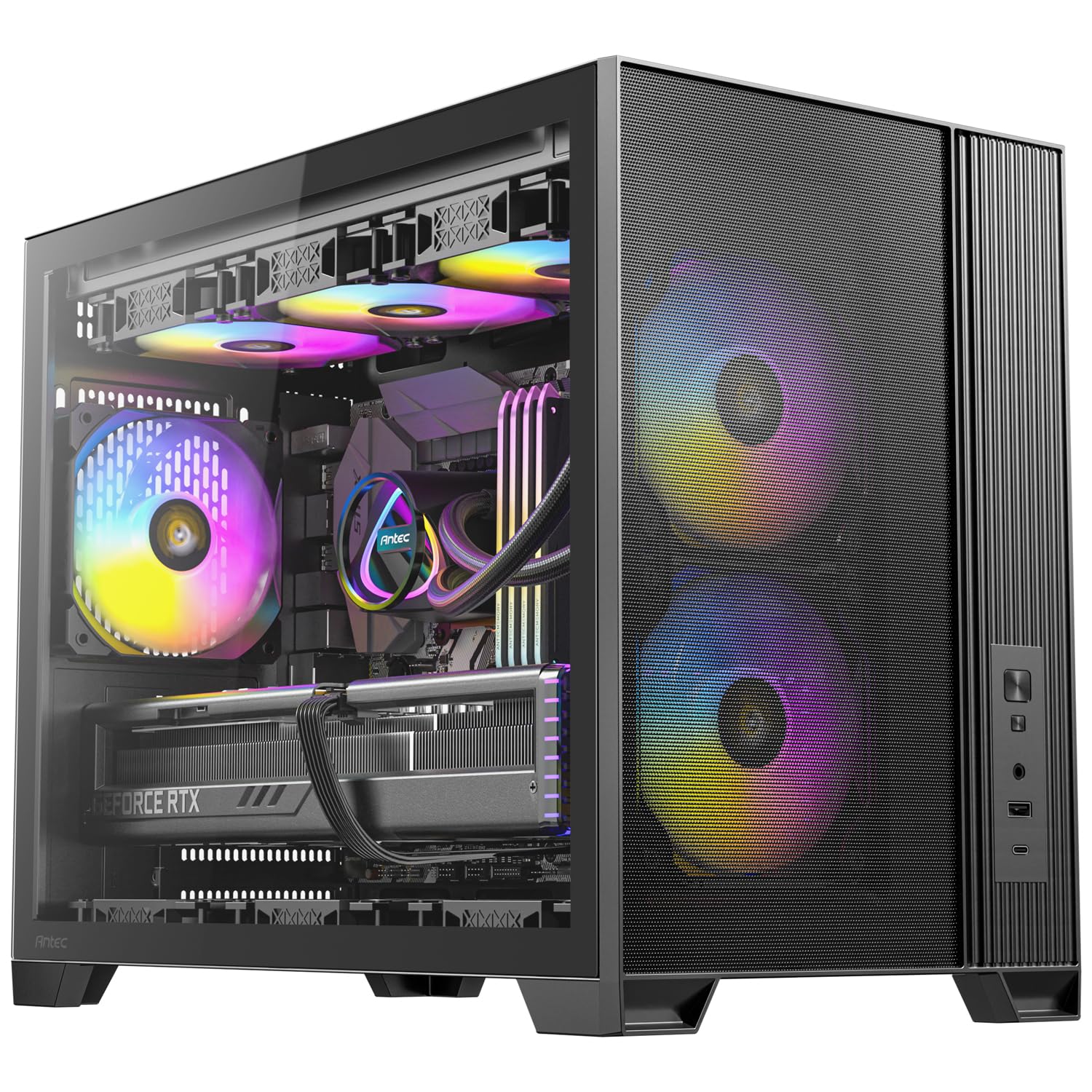 Antec Flux M, 3 x 120 PWM ARGB,3 x 120 PWM Reverse Fans Included, Vertical Airflow Design, 360mm Top Radiator Support, Type-C 3.2 Gen 2, Full-Size Dust Filters, Compact Micro-ATX Gaming Case