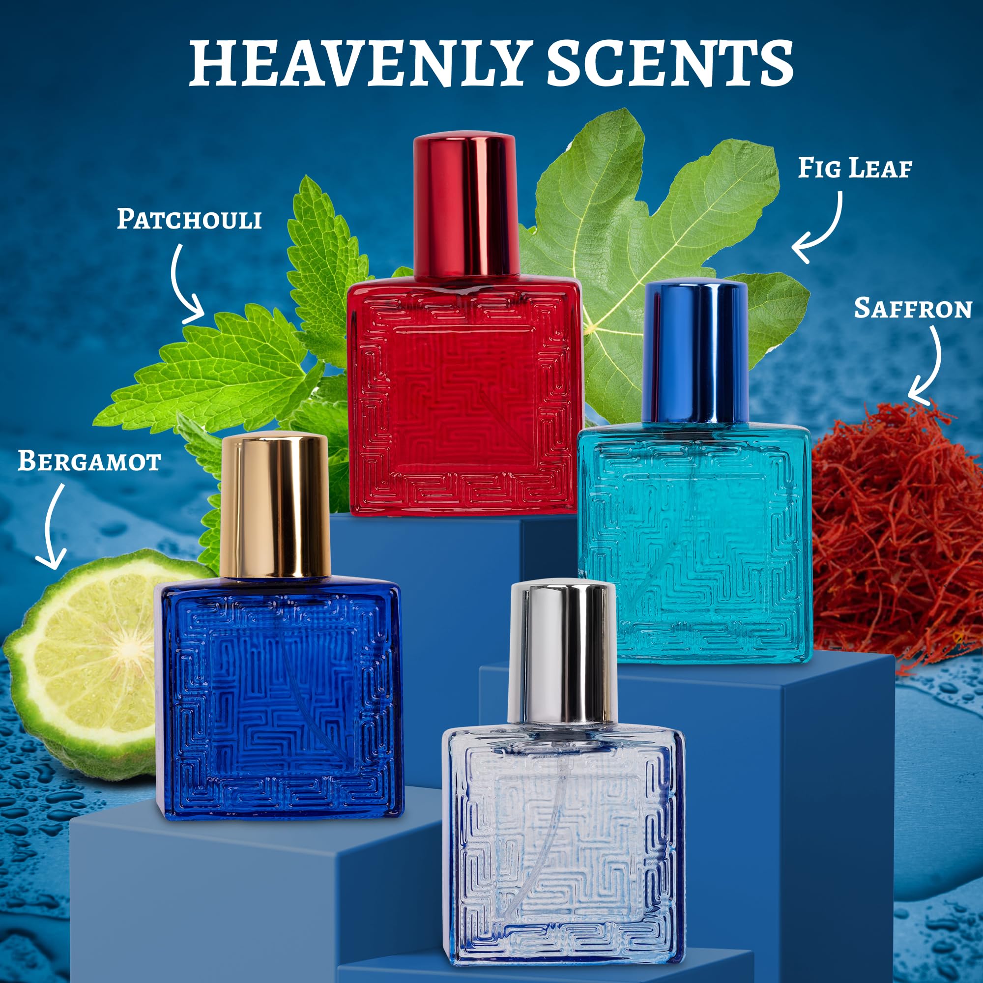 NovoGlow Verse 男士迷你四件套香水禮盒 - 芳香、花香、東方和木質香調 - 獨立包裝 - 旅行裝 - 25毫升淡香精