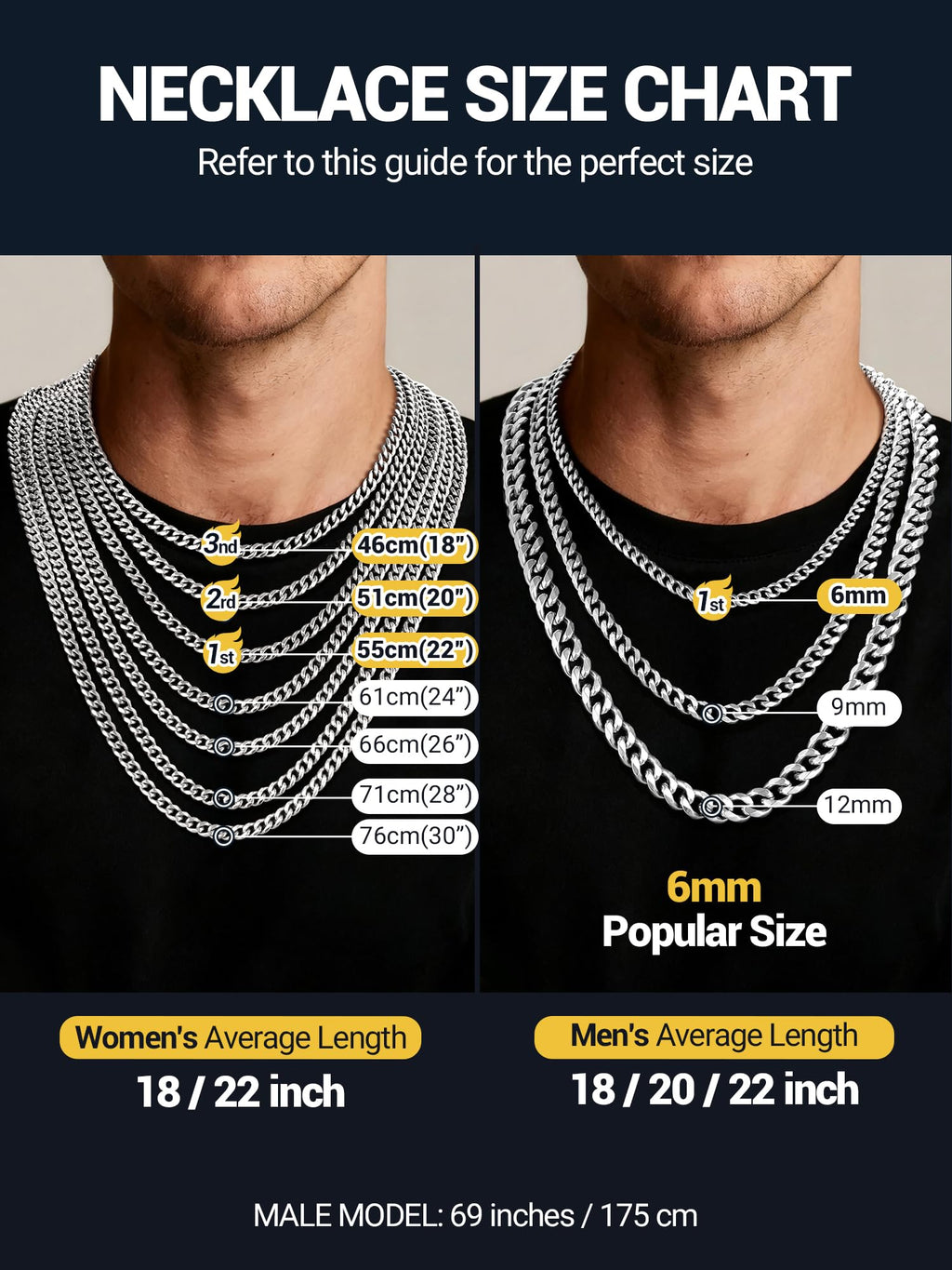 PROSTEEL Cuban Link Chain for Men -316L Stainless Steel Silver Thick 6mm Cuban Link Necklace, Non Tarnish & Waterproof, Durable Chunky Necklace Hip Hop Mens Jewelry 20" with Gift Box