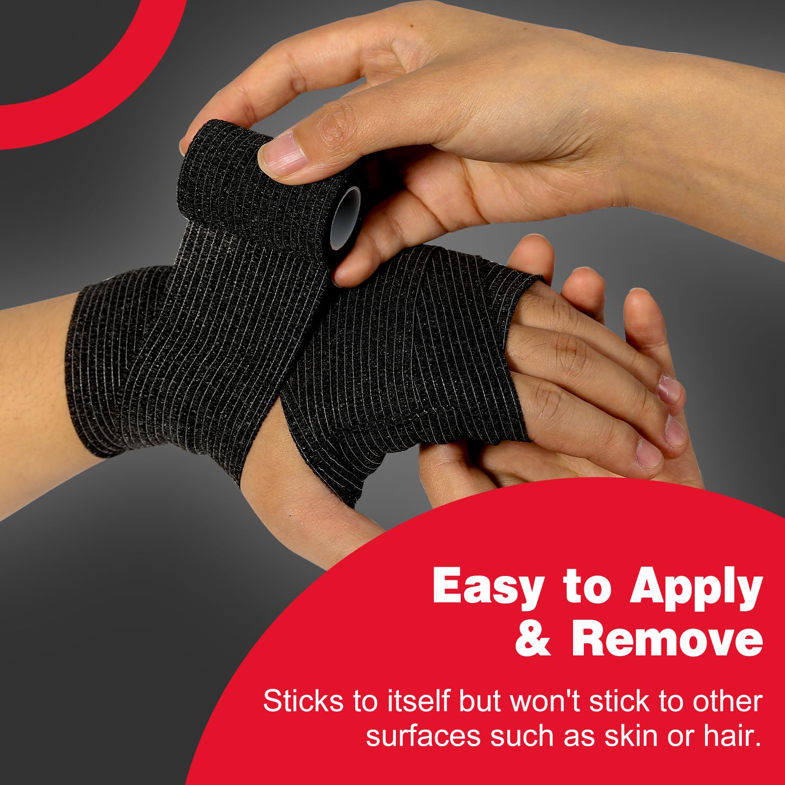 AZEN 16 Pack Self Adhesive Bandage Wrap Black, 2" X 5 Yards Black Athletic Tape, Vet Wrap, Tattoo Grip Tape Wrap，Ankle Tape, Cohesive Bandage Wrap