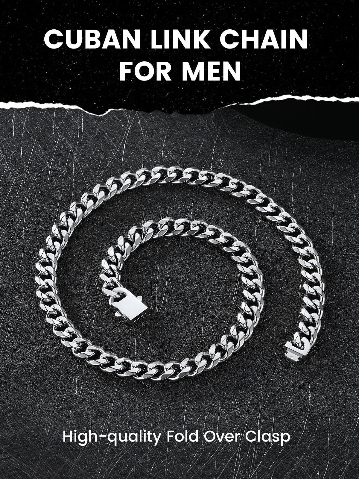 KeyStyle Cuban Link Chain for Men Women, Stainless Steel maimi Cuban Chain Necklace, Trendy Hip Hop Curb Chain Jewelry Gifts,Hypoallergenic & Non Tarnish Mens Chain,9mm Width,24" Length