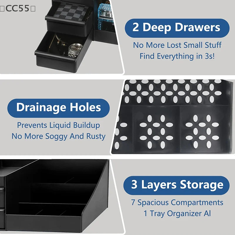 〔CC55〕Cologne Organizer For Men, Cologne Holder For Dresser, Perfume Stand, Bathroom Countertop Organizer With Drawers